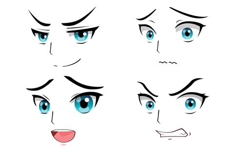 anime male faces expression set 15800910 Vector Art at Vecteezy