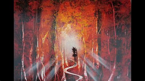 Amazing spray paint art - Red forest - made by street artist - YouTube