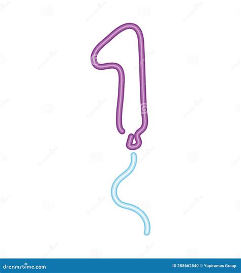 Neon Number 1 Helium Balloon Stock Illustration - Illustration of shine ...