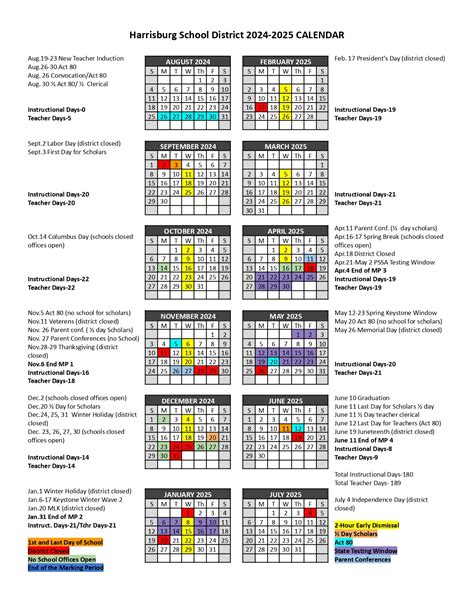 Harrisburg School District Calendar 2024-2025 Academic Year