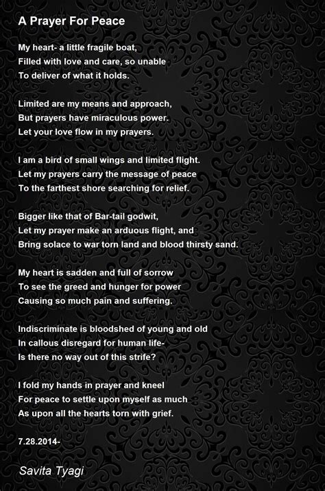 A Prayer For Peace - A Prayer For Peace Poem by Savita Tyagi