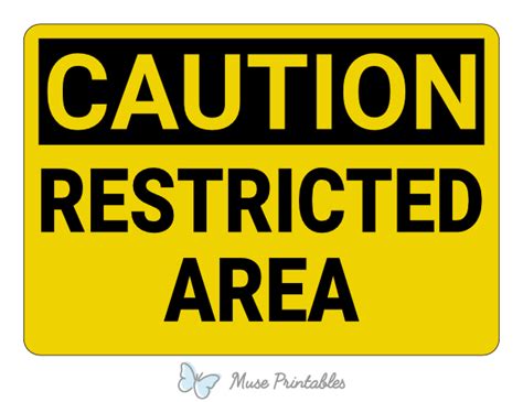 Printable Restricted Area Caution Sign