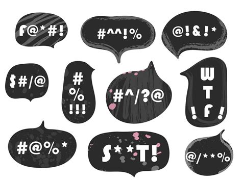 vector angry speech bubble set.Swearing word . Curse words, rude text ...