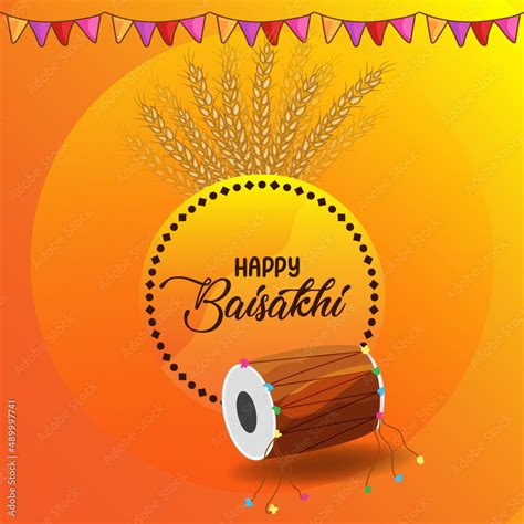 Baisakhi Festival Greeting Card Design Stock Vector | Adobe Stock