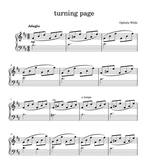 turning page - Piano Sheet Music – Ophelia Wilde