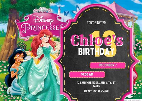 FREE-Disney Princesses-Birthday-Canva-Templates (19) | Download Hundreds FREE PRINTABLE Birthday ...