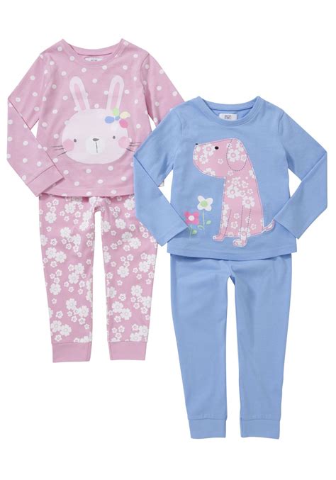 Tesco 2 Pack of Bunny and Puppy Pyjamas | Kids outfits, Baby girl ...