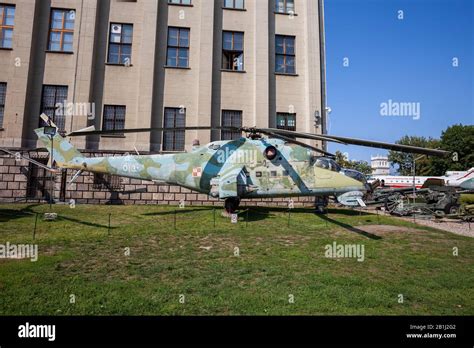 Mil Mi-24D Hind D attack helicopter gunship in Polish Army Museum (Muzeum Wojska Polskiego) in ...