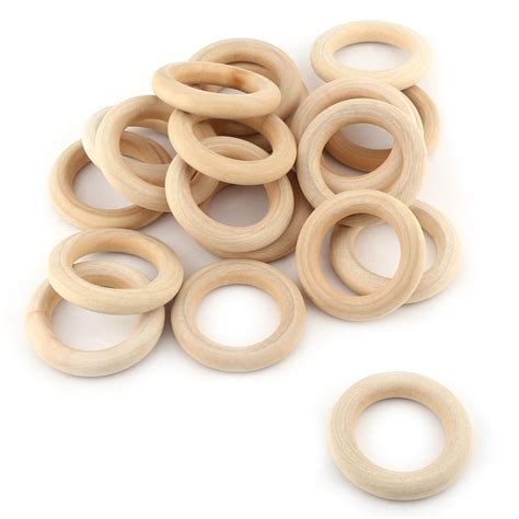 Rdeghly Craft Wooden Ring, DIY Craft Ring ,20Pcs Natural Unfinished Wood Rings Wooden Round DIY ...