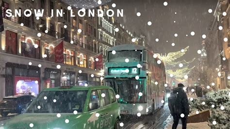 London Heavy Snow | ⛄ Snowing Central London 2022 | Christmas Lights ...