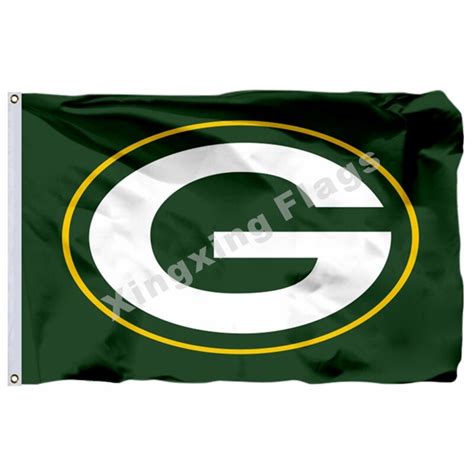 Green Bay Packers Logo Flag 3ft X 5ft Polyester NFL Green Bay Packers Banner Flying Size No.4 90 ...