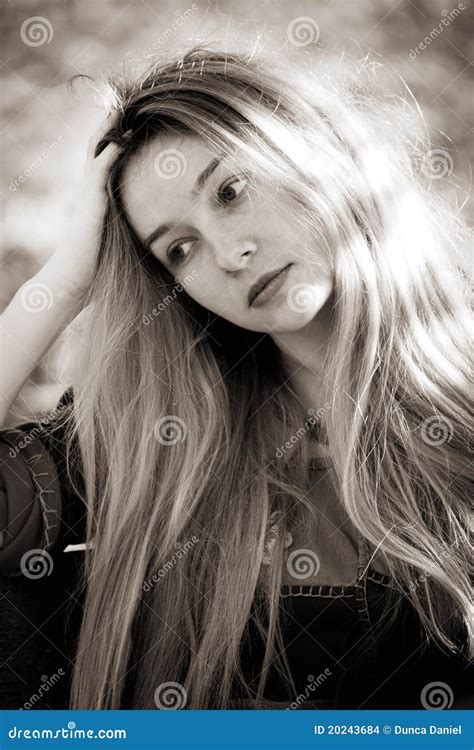 Sad depressed young woman stock photo. Image of pensive - 20243684