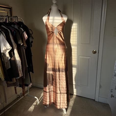 golden formal dress • size 5/6 • preloved •... - Depop