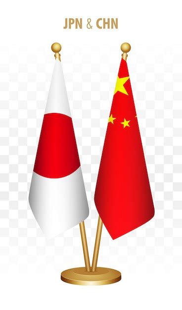 Premium Vector | Japan and china standing flags isolated on white ...