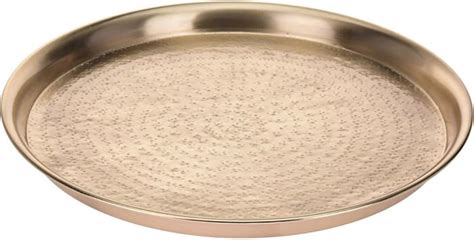 Extra Large 44cm Round Gold Serving Tray Hammered finish Metal Tray: Amazon.co.uk: Kitchen & Home