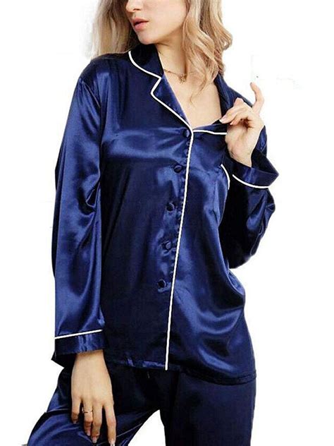 Cathery Womens ladies Silk Satin Pajamas Set Pajamas For Women Set ...