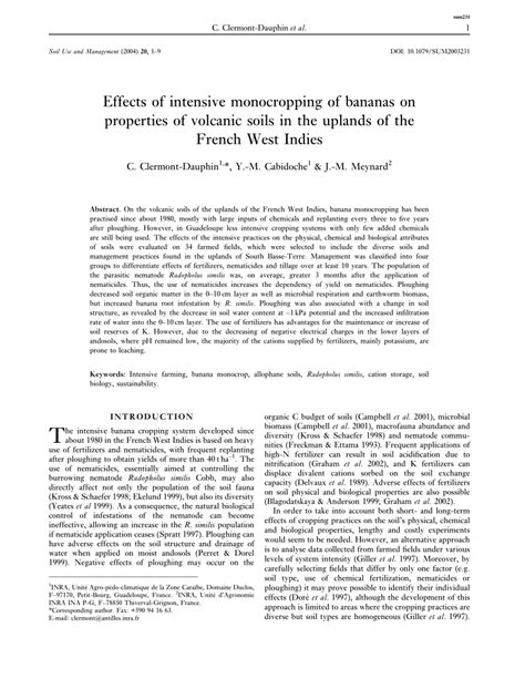 (PDF) Effects of intensive monocropping of bananas on properties of ...