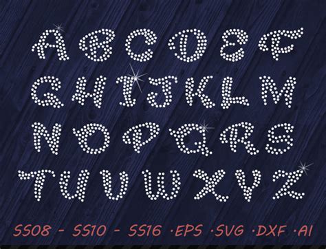 Rhinestone Bold Fancy Font SVG DXF EPS Ai Digital Template | Etsy