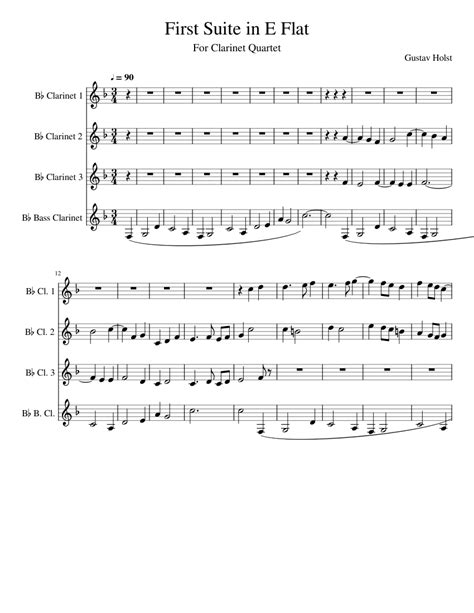 First Suite in E Flat (Chaconne)- Gustav Holst Sheet music for Clarinet in b-flat, Clarinet bass ...