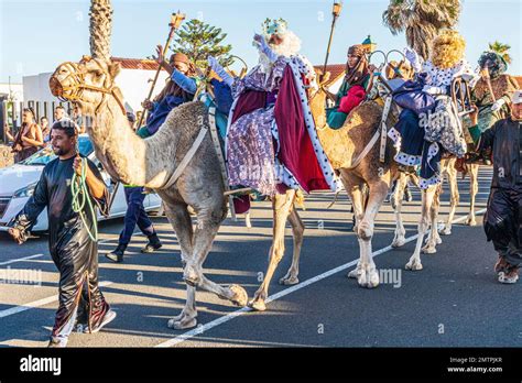 The traditional Spanish Three Kings Parade (Cabalgata de los Reyes Magos) on 5th January at ...