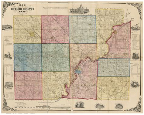 Butler County Ohio 1855 - Old Map Reprint - OLD MAPS