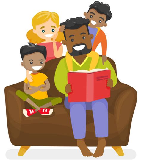 Parents And Children Reading Together Clipart