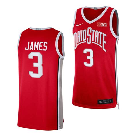 Bronny James Ohio State Buckeyes #3 Red College Basketball Jersey 2022 ...