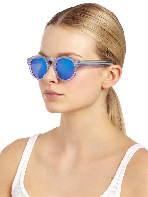 Lyst - Illesteva Leonard Clear Mirrored Sunglasses in Blue