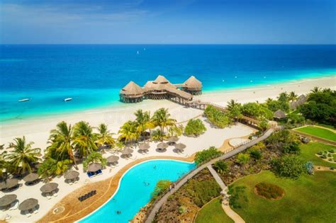 Aerial View of Beautiful Hotel on the Sea. Sandy Beach Stock Photo - Image of boat, house: 157020556