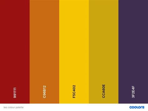 leo inspired colour palette | Zodiac signs colors, Zodiac signs color palette, Zodiac signs