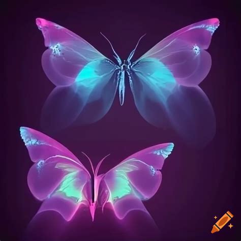 Graceful glowing butterflies in formation on Craiyon