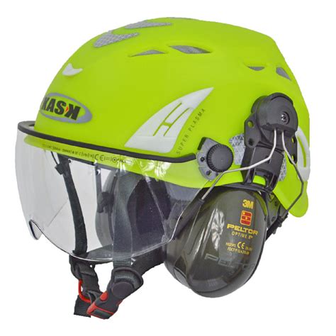 Kask Chainsaw Helmet, muffs and clear roll down visor, Neon Yellow - Landmark Trading