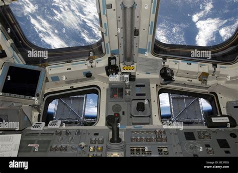 A view from inside the flight deck of Space Shuttle Atlantis Stock ...