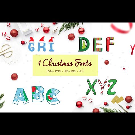 4 Christmas Fonts, Christmas Alphabet, Alphabet Svg, Alphabe - Inspire ...