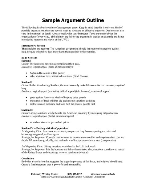 Sample Argument Outline - How to create an argument Outline? Download ...