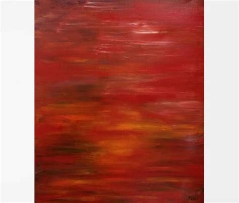 Red oil painting Red abstract art Original oil painting Sunset | Etsy