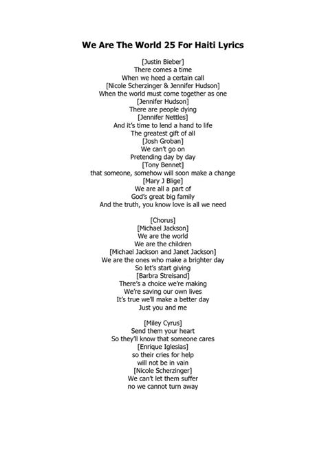 michael jackson we are the world lyrics - Google Search | Lyrics ...