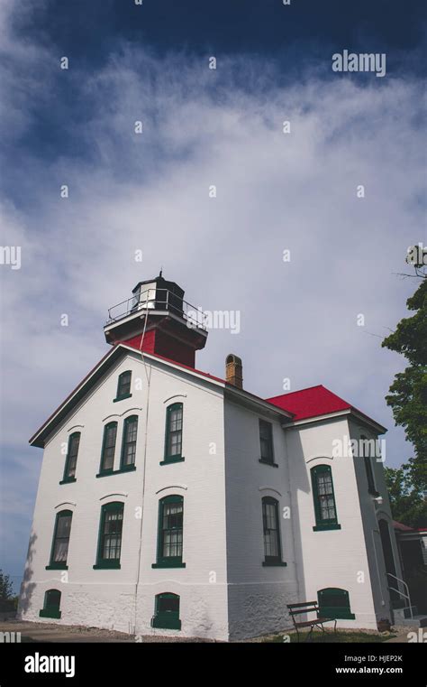 Grand Traverse lighthouse, Leelanau State Park lighthouse Stock Photo ...