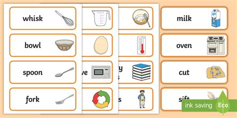 Cooking Vocabulary Word Cards (Teacher-Made)