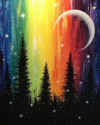 Rainbow Forest Magic | Rainbow painting, Art painting acrylic, Canvas art painting