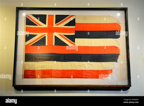 Historic Hawaiian flag in Old Court and Custom House museum, Lahaina ...