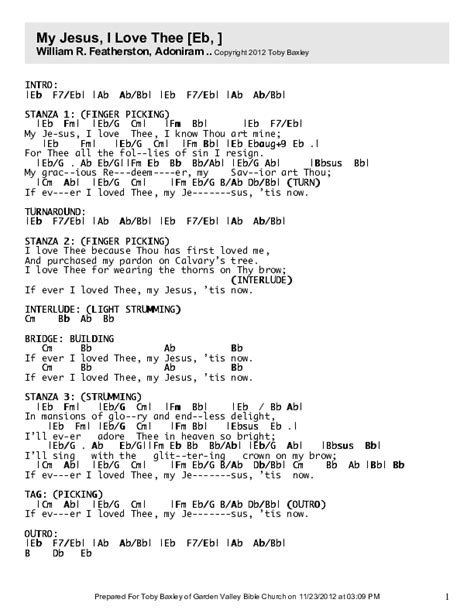 My Jesus I Love Thee Chords PDF (Toby Baxley) - PraiseCharts