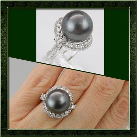 A very unique Tahitian Black Pearl Engagement Ring. | Pearl engagement ...