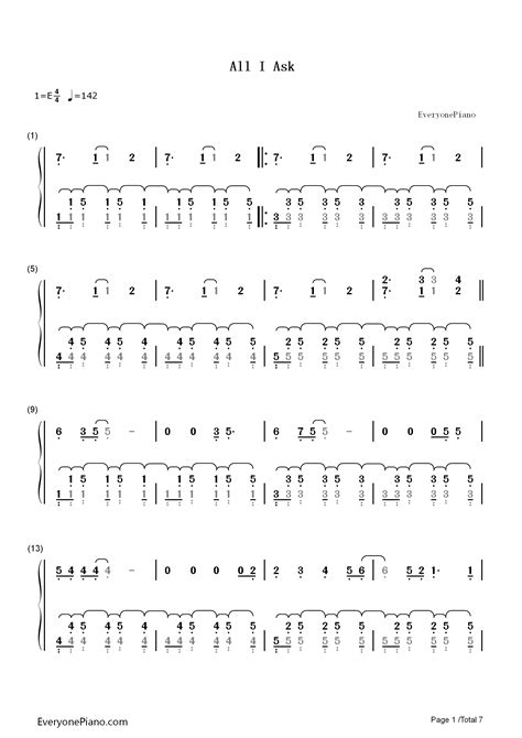 All I Ask-Adele Numbered Musical Notation Preview