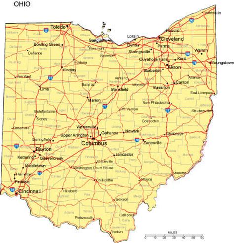 Cities Map of Ohio US