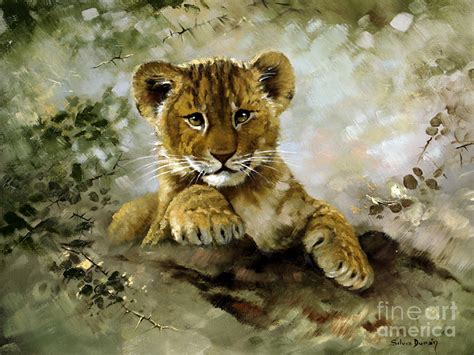 Lion cub Painting by Silvia Duran