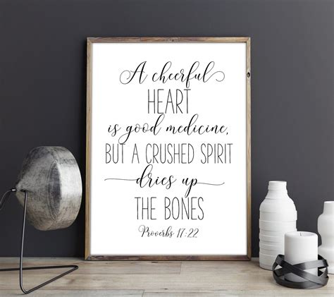 "A Cheerful Heart Is Good Medicine, Proverbs 17:22" Bible Verse Poster Print - Art Print Studio