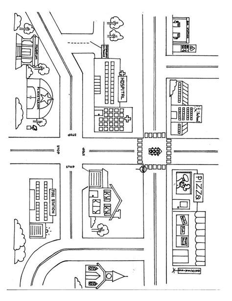 Template for town mat - laminating this one for Little Mister to use on his travel tray in the ...