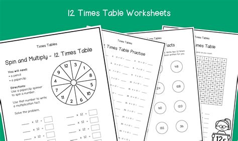 12 Times Table Worksheets Pack | KS1 & KS2 Maths Multiplication Tables ...