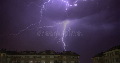 Electrical Storm Approaches Lightning Strikes Galveston Texas Stock ...